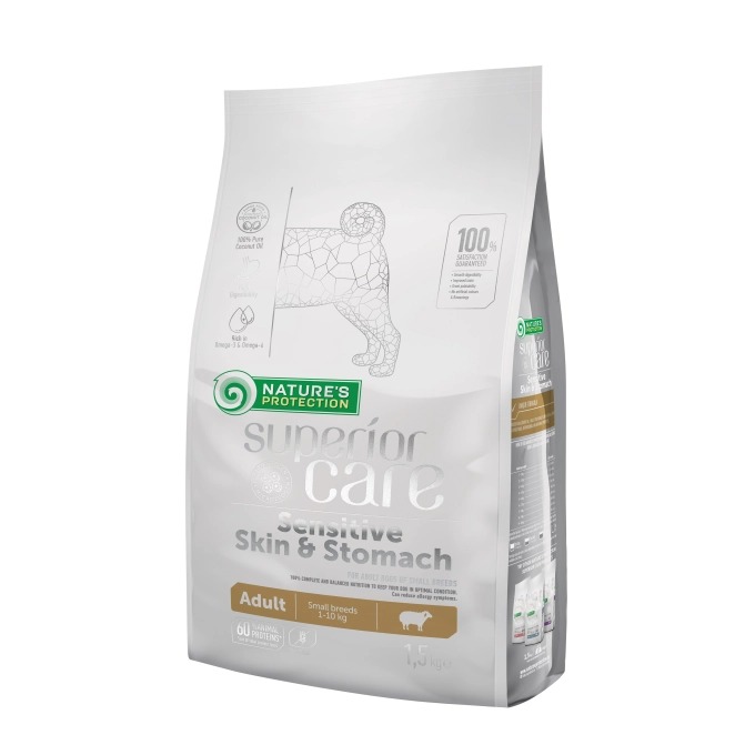 NATURES PROTECTION SUPERIOR CARE adult small breeds with sensitive skin and stomach with lamb10kg
